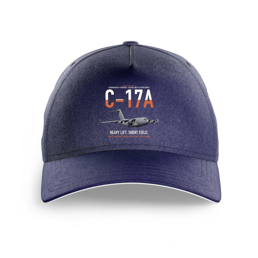 C-17A Globemaster III design on dark blue printed hat