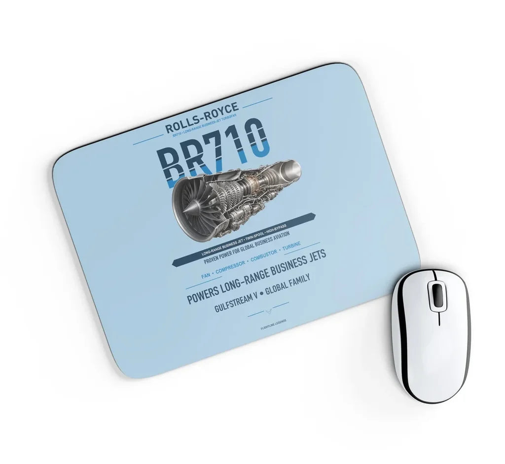 BR710 design on light blue rectangle mouse pad