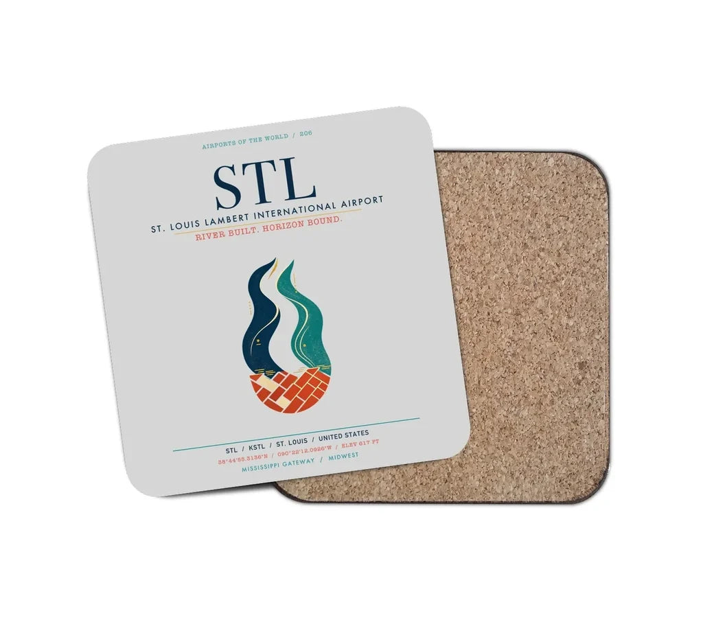 St. Louis Lambert International Airport (STL) design on light gray 1 piece coaster