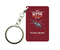 Thumbnail for Airbus H225 design on dark red designed key chain, double-side print