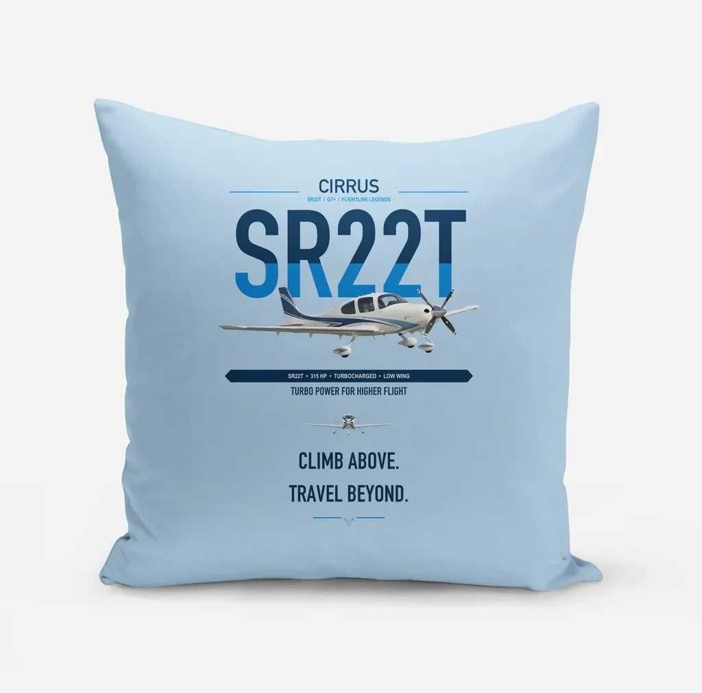 Cirrus SR22T design on light blue pillow