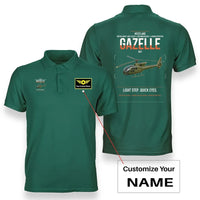Thumbnail for Westland Gazelle AH1 design on green+name double-side polo t-shirt, double-side print
