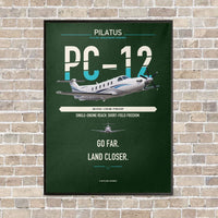 Thumbnail for Pilatus PC-12 PRO vertical canvas print - framed - dark green background