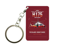 Thumbnail for Airbus H175 design on dark red designed key chain, double-side print
