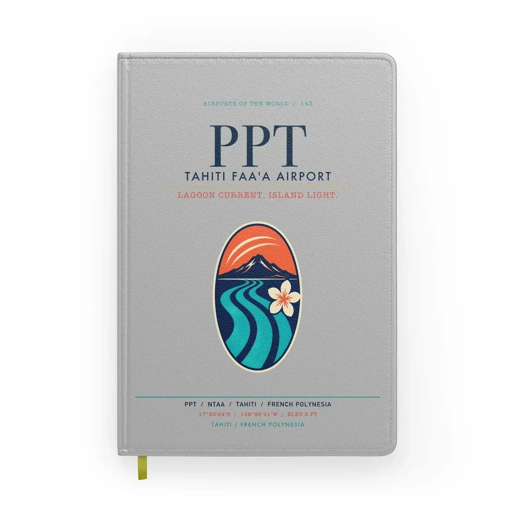 Tahiti Faa'a Airport (PPT) design on light gray notebook