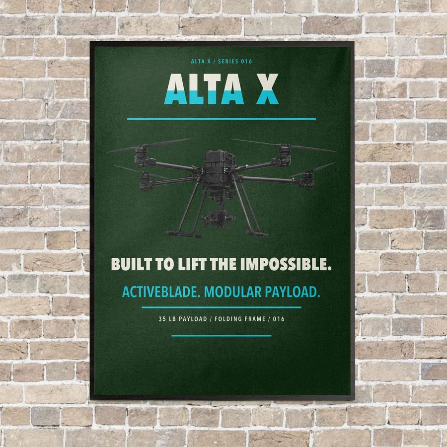 Freefly Alta X vertical canvas print - framed - dark green background