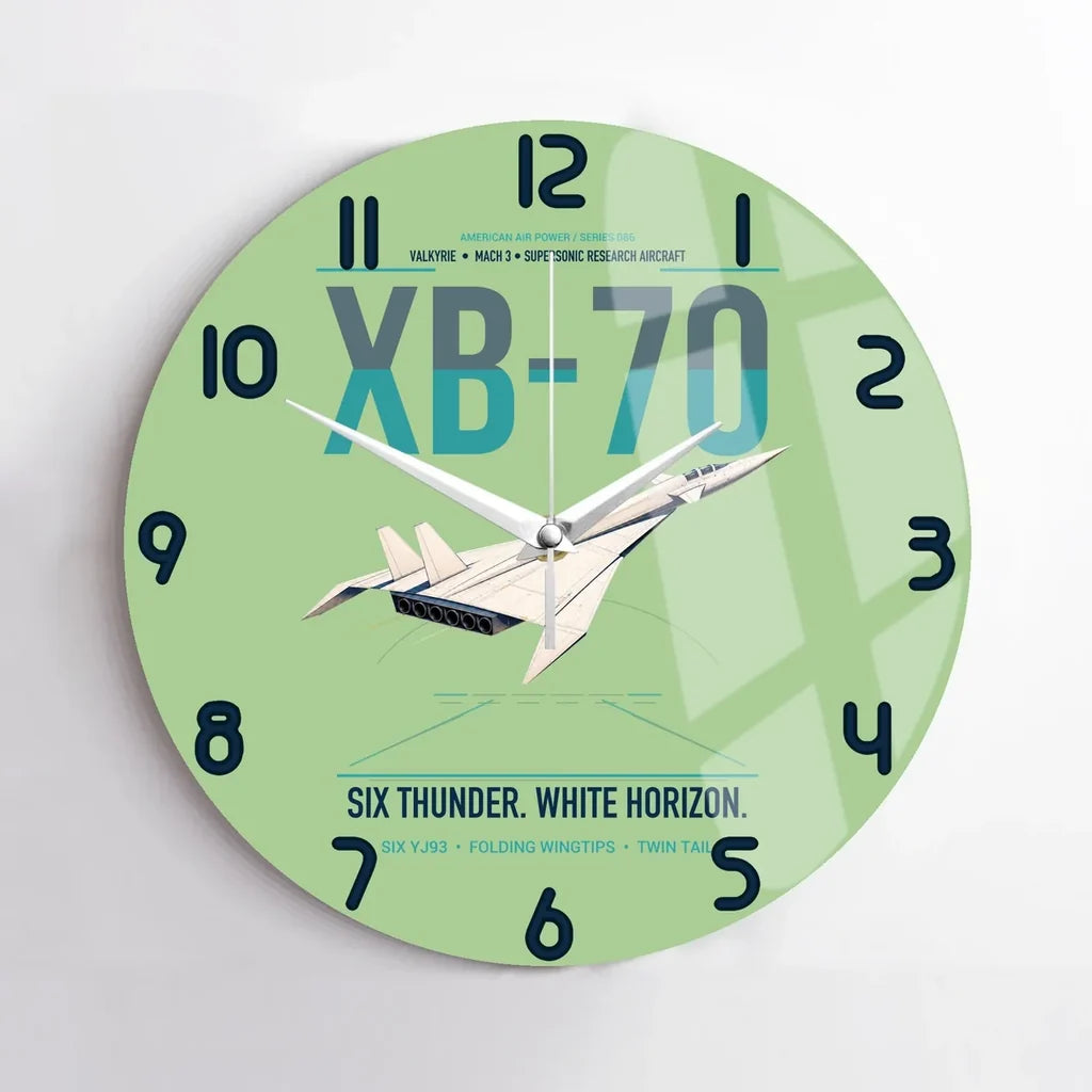 XB-70A Valkyrie design on light green no frame wall clock