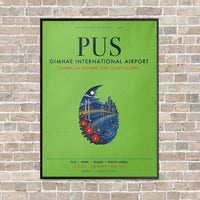 Thumbnail for Gimhae International Airport Busan PUS vertical canvas print - framed - light green background