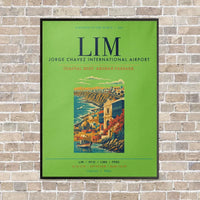 Thumbnail for Lima Jorge Chavez International Airport LIM vertical canvas print - framed - light green background