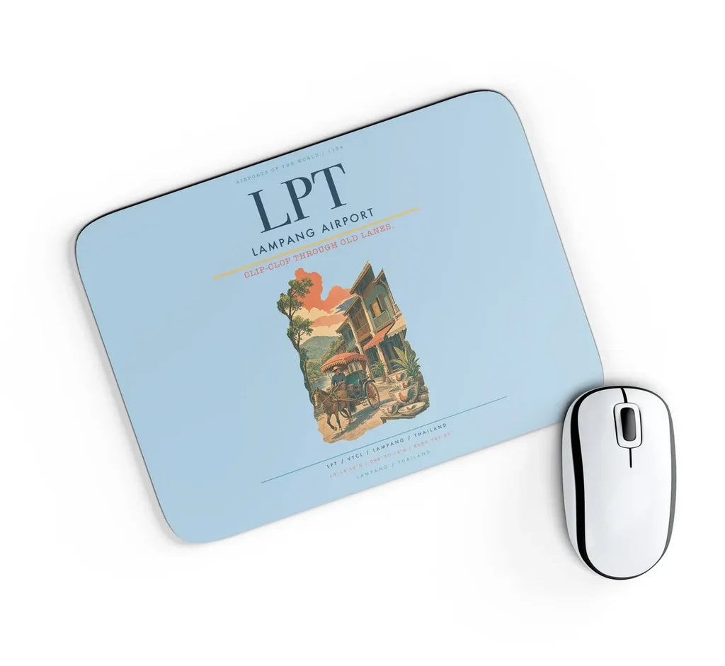 Lampang Airport (LPT) design on light blue rectangle mouse pad