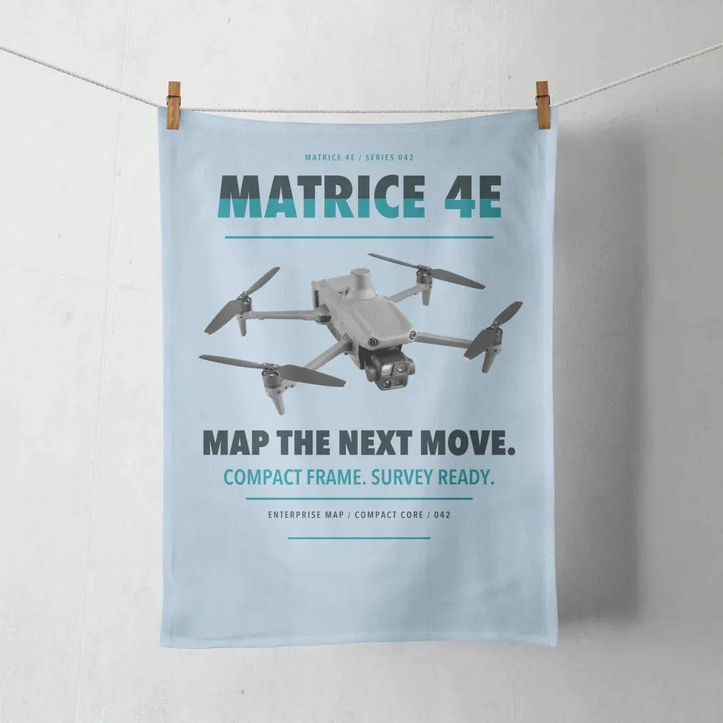 DJI Matrice 4E design on light blue towel