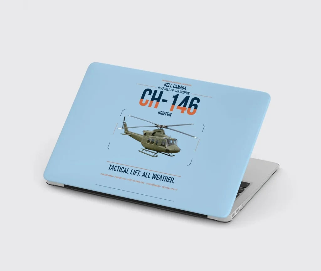 Bell Canada CH-146 Griffon design on light blue MacBook case