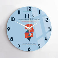 Thumbnail for Toulouse-Blagnac Airport (TLS) design on light blue no frame wall clock