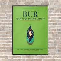 Thumbnail for Hollywood Burbank Airport BUR vertical canvas print - framed - light green background