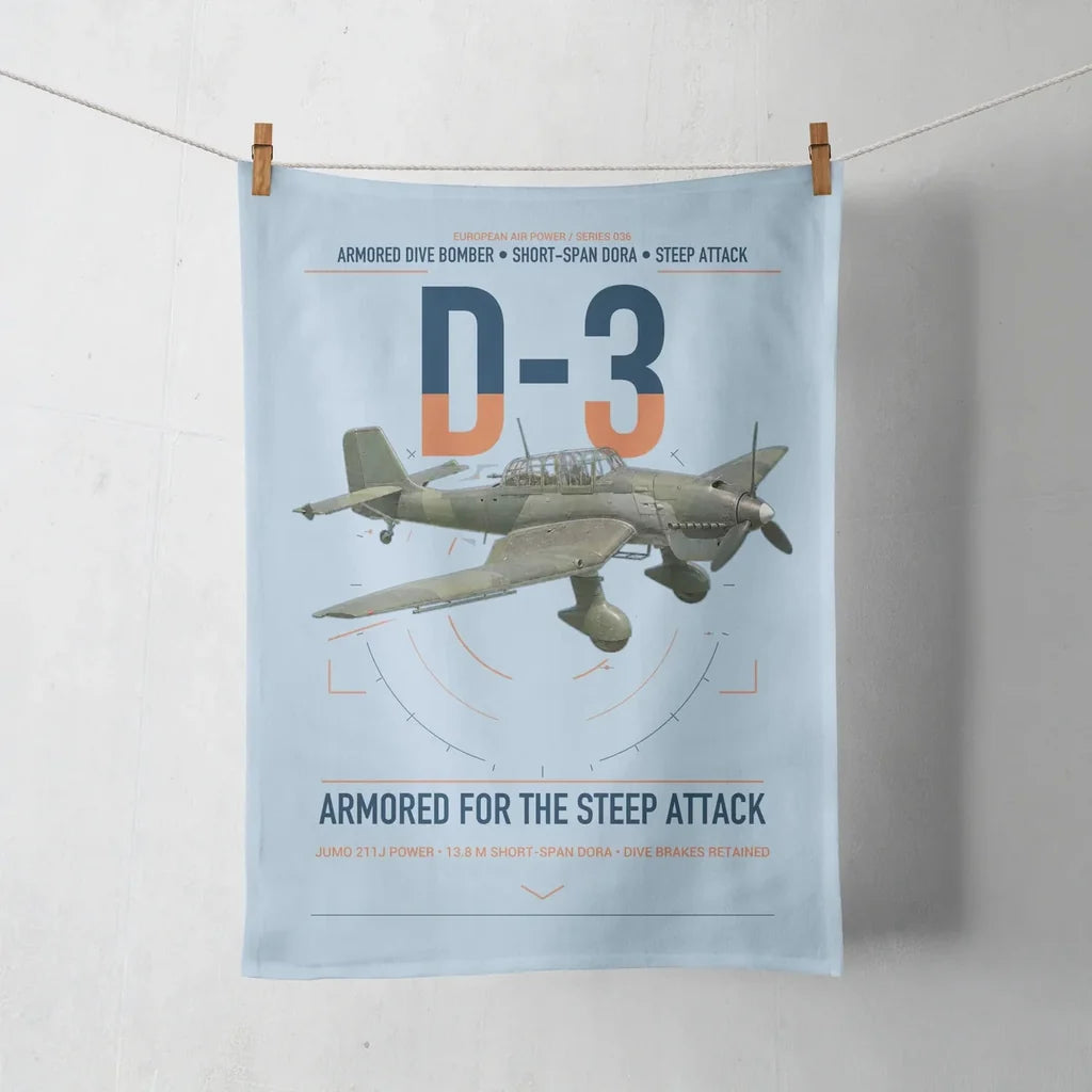 Junkers Ju 87D-3 design on light blue towel