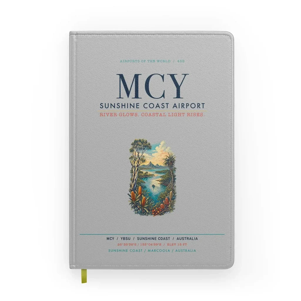 Sunshine Coast Airport (MCY) design on light gray notebook