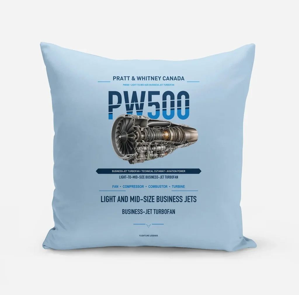 PW500 design on light blue pillow