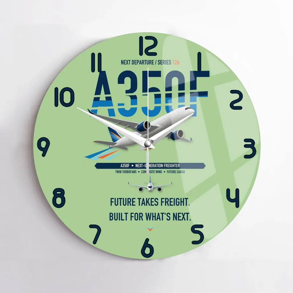 Airbus A350F design on light green no frame wall clock