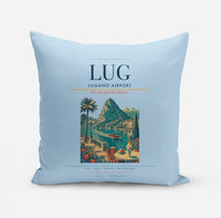 Thumbnail for Lugano Airport (LUG) design on light blue pillow