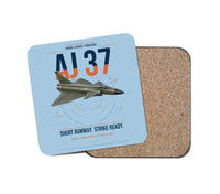 Thumbnail for Saab AJ 37 Viggen design on light blue 1 piece coaster