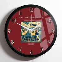 Thumbnail for VINTAGE G4140 - The Old Timers' Bench - Designed Wall Clocks design on darkred framed