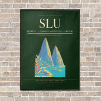 Thumbnail for George F. L. Charles Airport SLU — Castries vertical canvas print - framed - dark green background