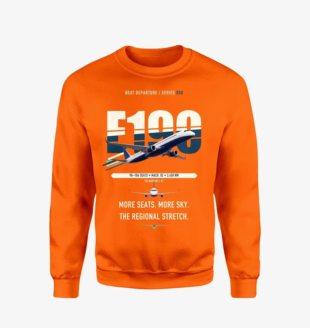 Embraer E190 design on orange sweatshirt