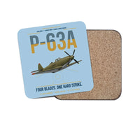 Thumbnail for P-63A Kingcobra design on light blue 1 piece coaster