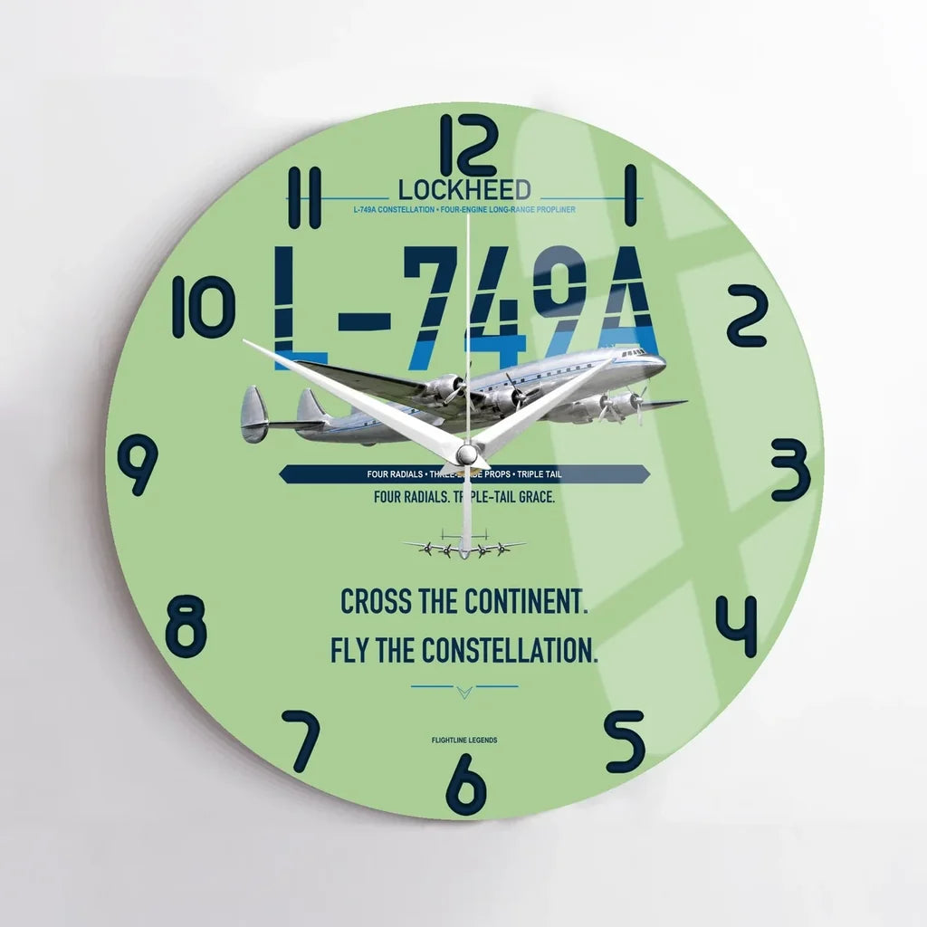 Lockheed L-749A Constellation design on light green no frame wall clock
