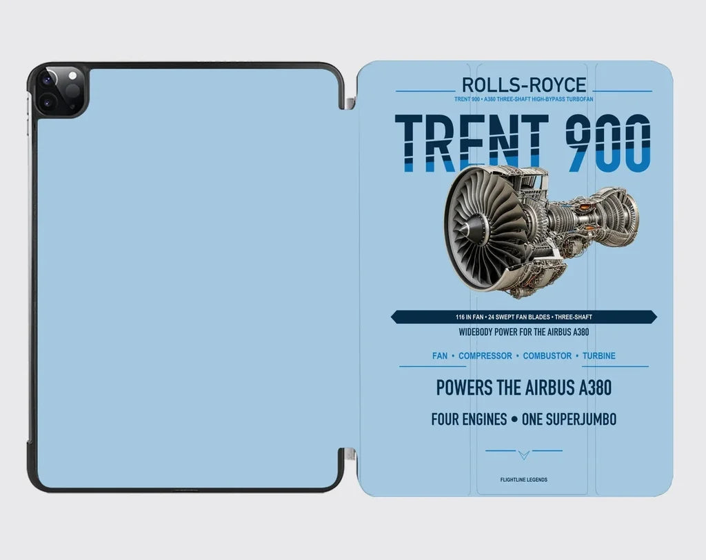 TRENT 900 design on light blue ipad tablet case