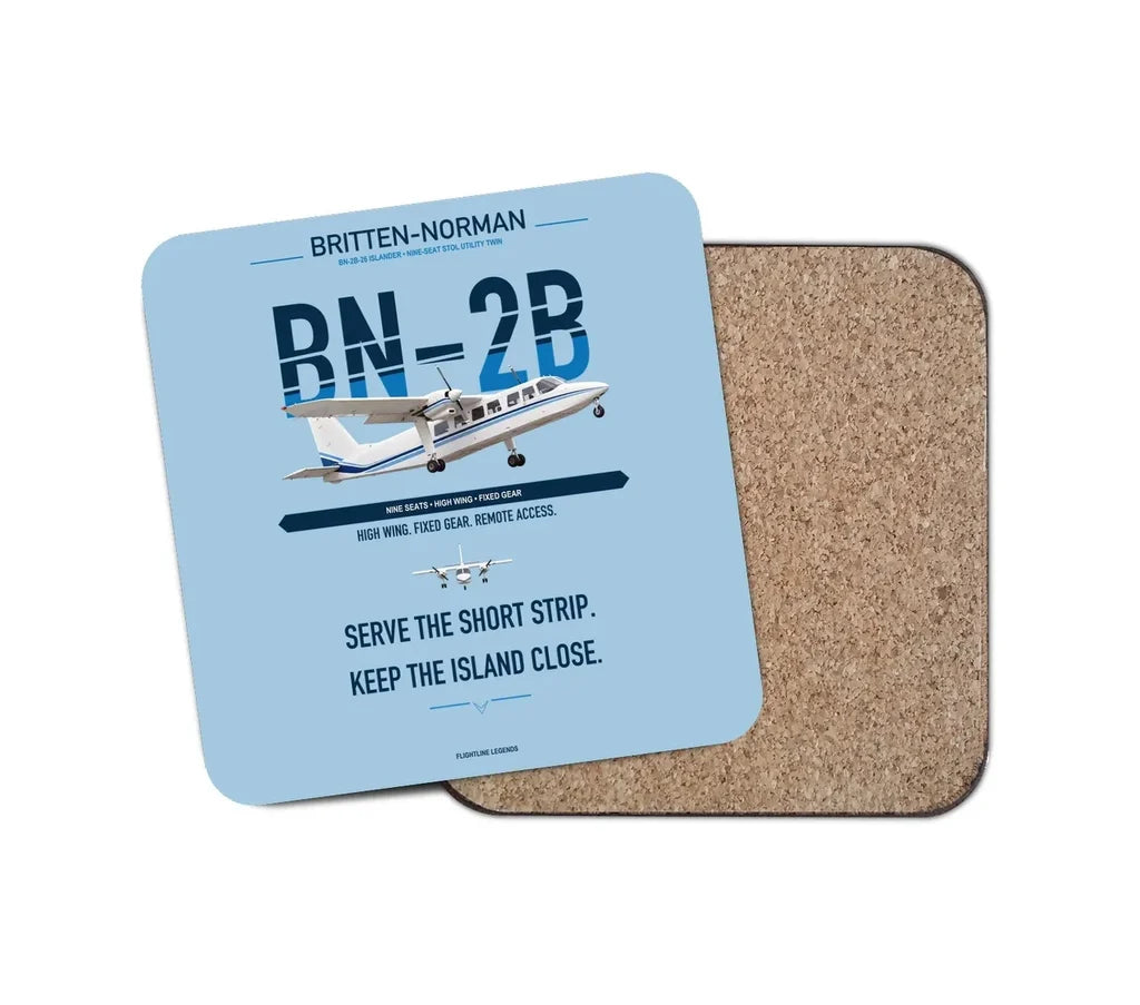 Britten-Norman BN-2B-26 Islander design on light blue 1 piece coaster