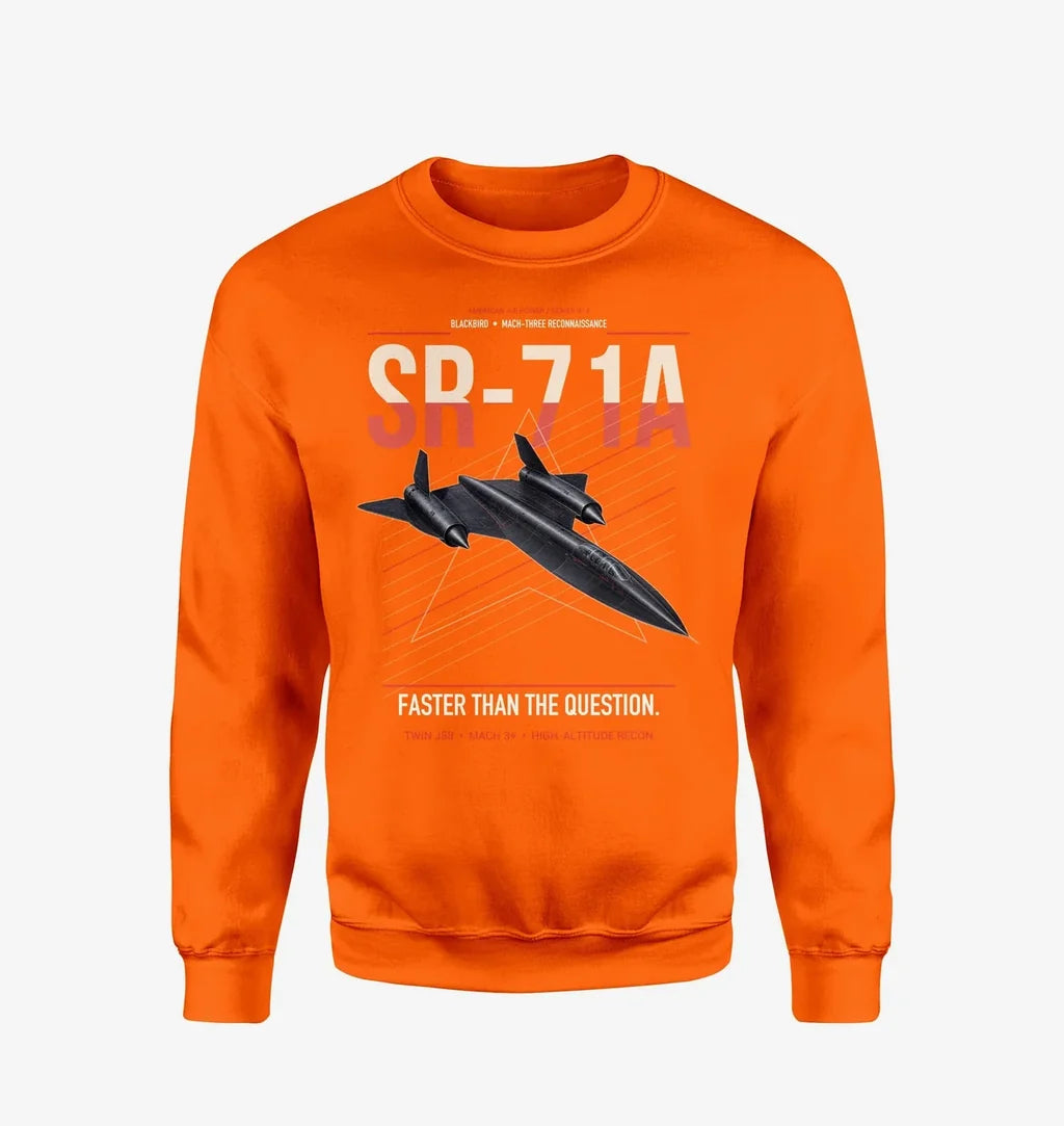SR-71A Blackbird design on orange sweatshirt