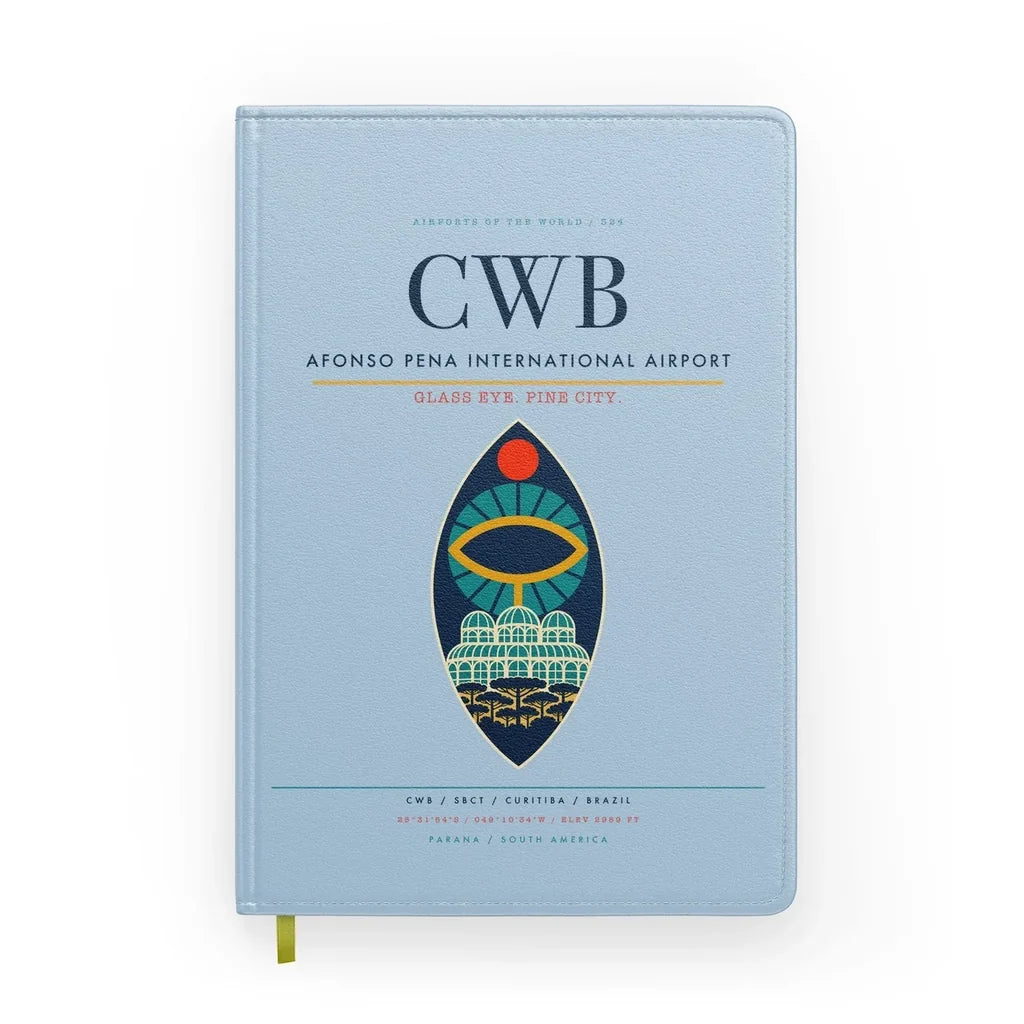 Afonso Pena International Airport (CWB) design on light blue notebook