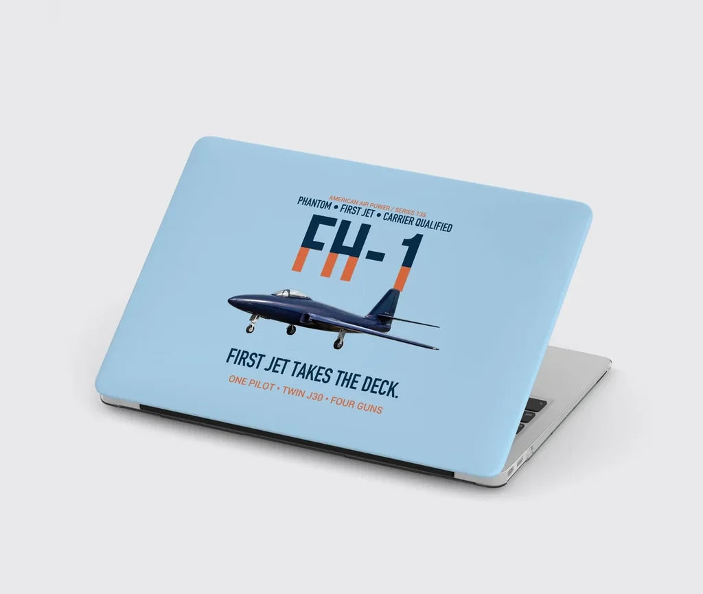 FH-1 Phantom First Jet Takes the Deck design on light blue MacBook case