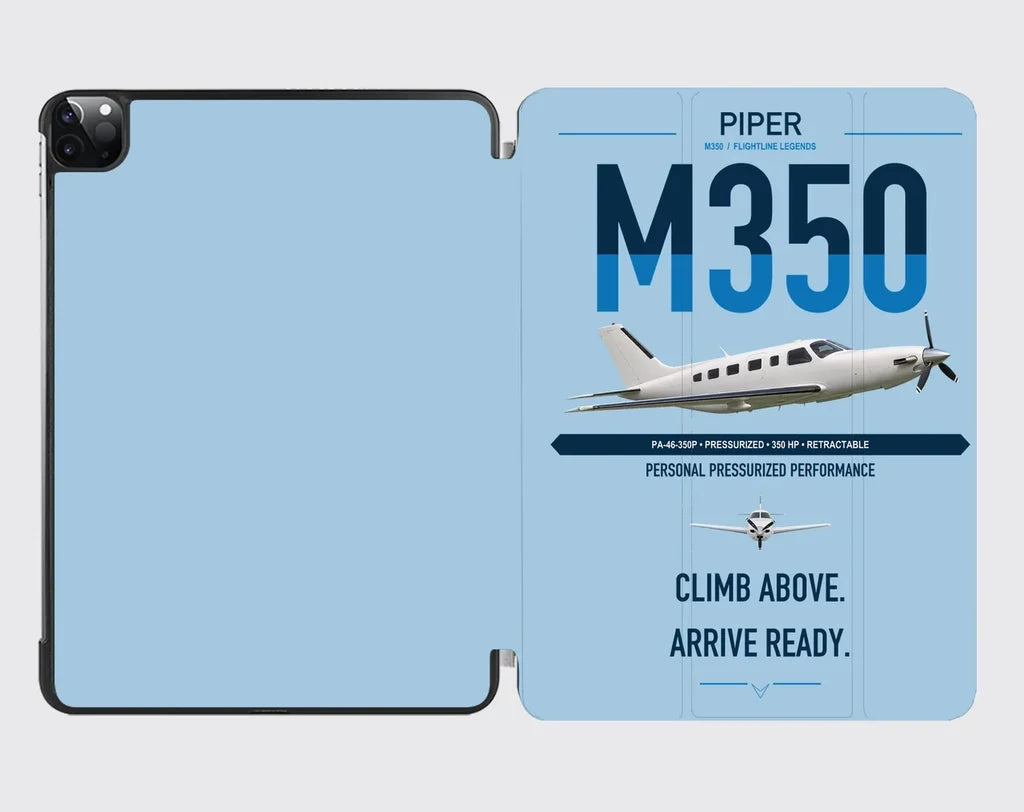 Piper M350 design on light blue ipad tablet case