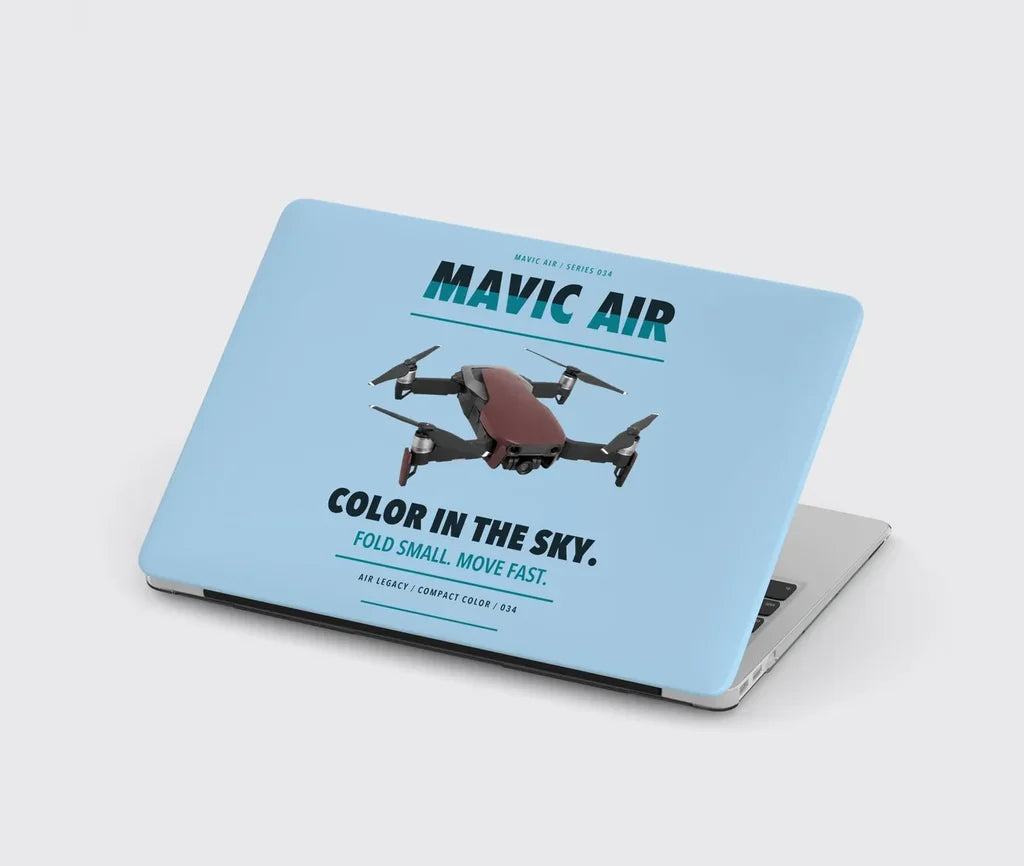 DJI Mavic Air design on light blue MacBook case
