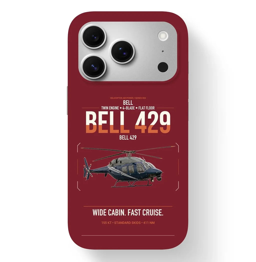 Bell 429 design on dark red magsafe iphone case, for iPhone 17 Pro