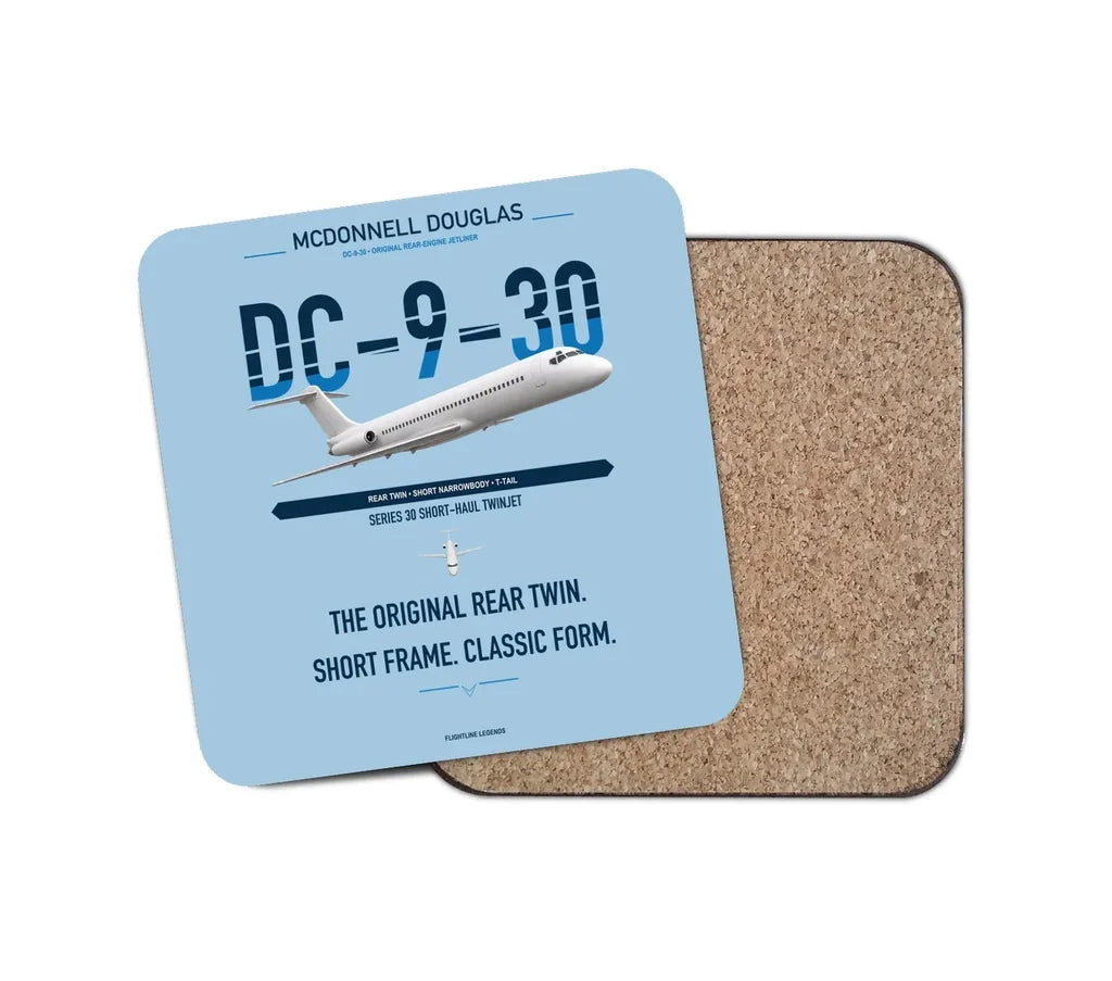 McDonnell Douglas DC-9-30 design on light blue 1 piece coaster