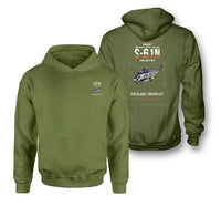 Thumbnail for Sikorsky S-61N design on green army double-side hoodie, double-side print