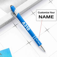 Thumbnail for Airbus A310 Flat Text touch pen - blue with name