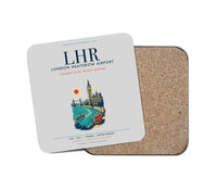 Thumbnail for London Heathrow Airport (LHR) design on light gray 1 piece coaster
