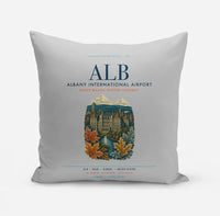 Thumbnail for Albany International Airport (ALB) design on light gray pillow