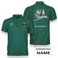 Thumbnail for Dassault Mystère IV A design on green+name double-side polo t-shirt, double-side print