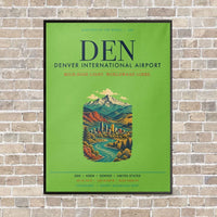 Thumbnail for Denver International Airport DEN vertical canvas print - framed - light green background