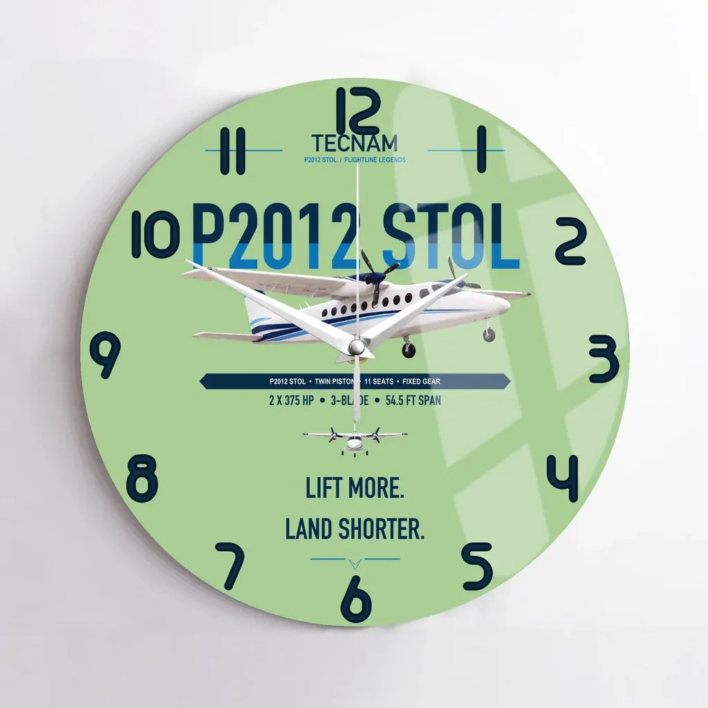Tecnam P2012 STOL design on light green no frame wall clock