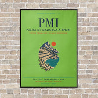 Thumbnail for Palma de Mallorca Airport PMI vertical canvas print - framed - light green background