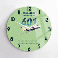 Thumbnail for Bombardier Challenger 601 design on light green no frame wall clock