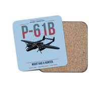 Thumbnail for P-61B Black Widow design on light blue 1 piece coaster