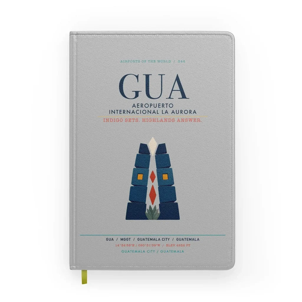Aeropuerto Internacional La Aurora (GUA) design on light gray notebook