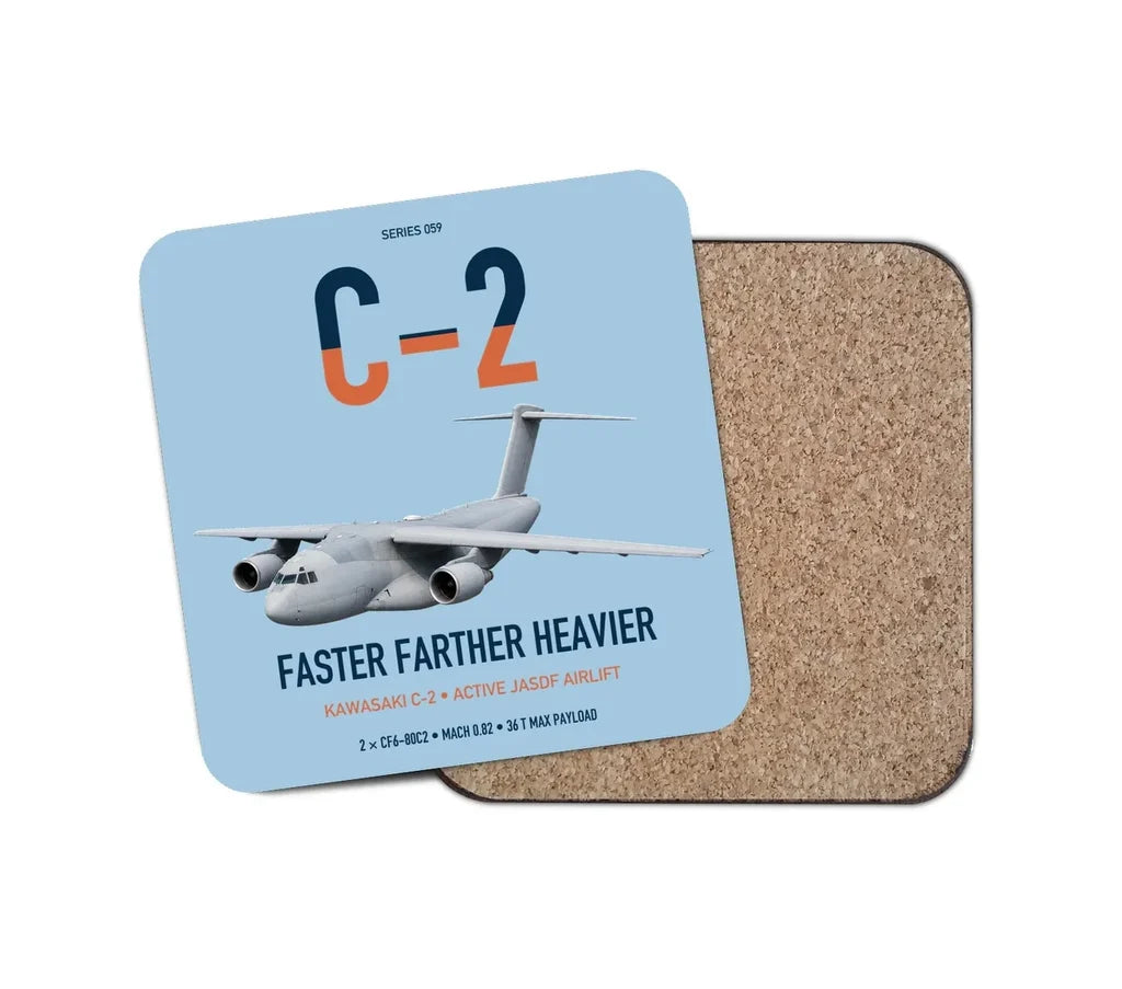 Kawasaki C-2 design on light blue 1 piece coaster